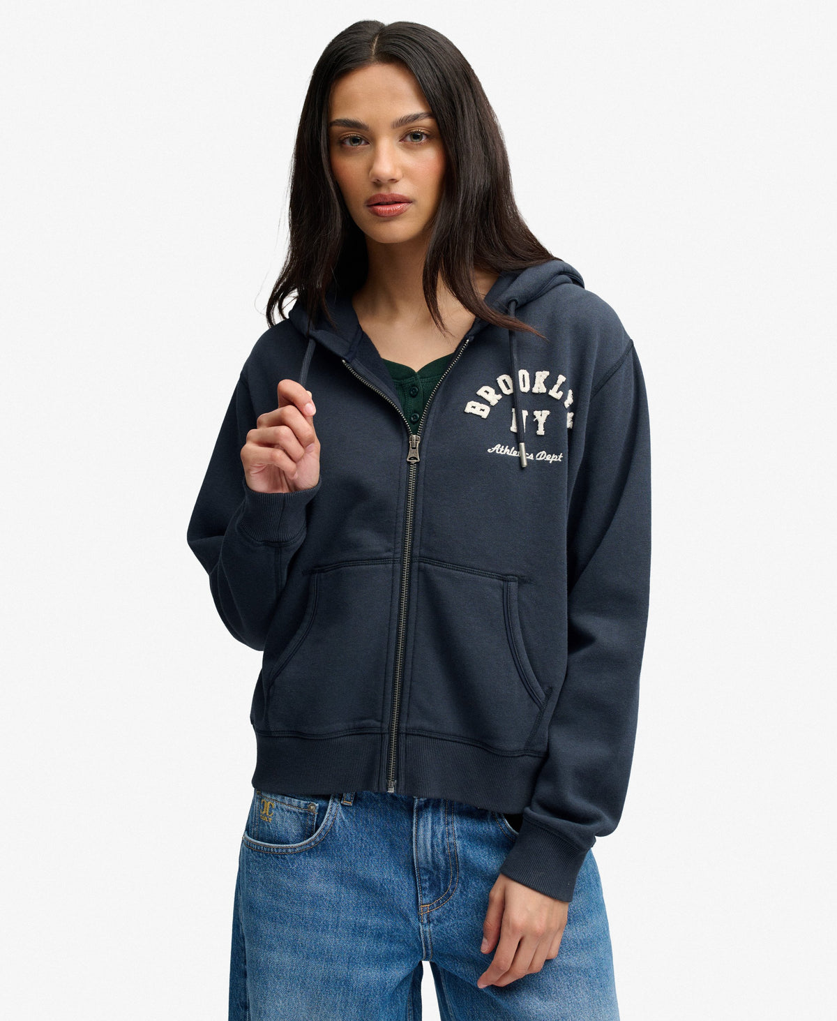 Athletic Essential Relaxed Crop Zip Hoodie