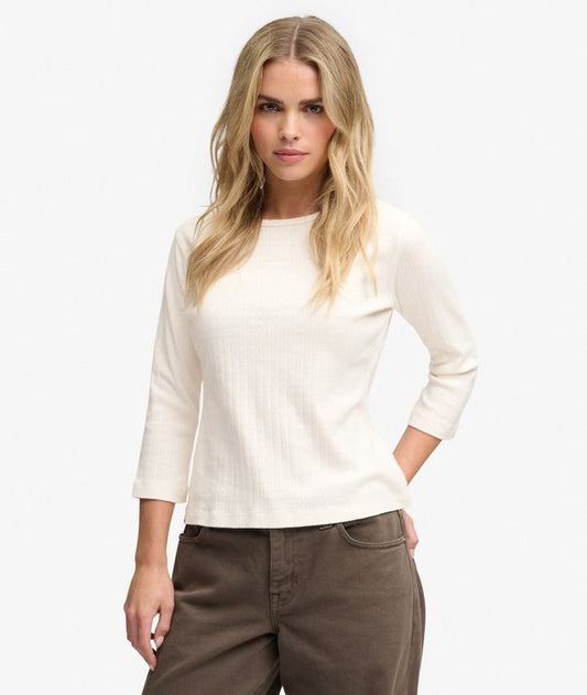 Athletic Essentials Pointelle 3/4 Sleeve Top
