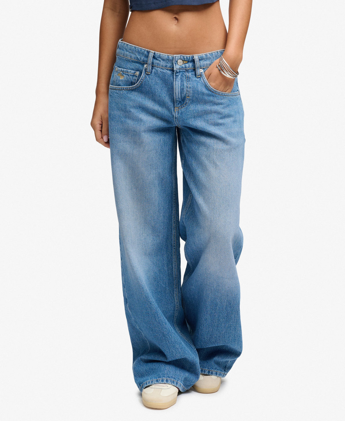 Mid Rise Baggy Jeans - Mid Blue Vintage Wash