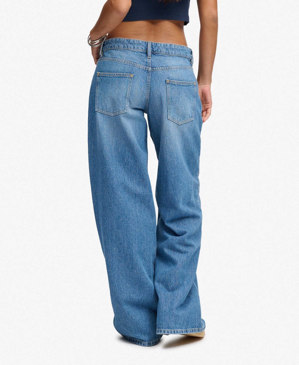 Mid Rise Baggy Jeans - Mid Blue Vintage Wash