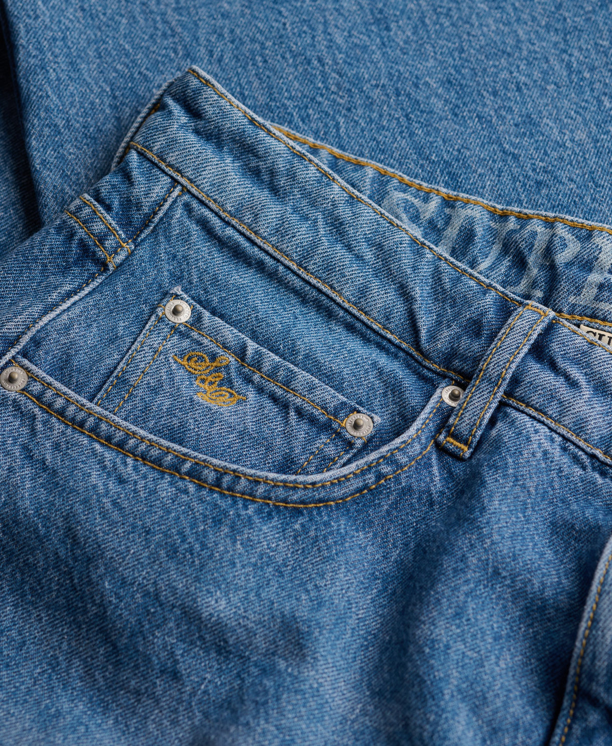 Mid Rise Baggy Jeans - Mid Blue Vintage Wash