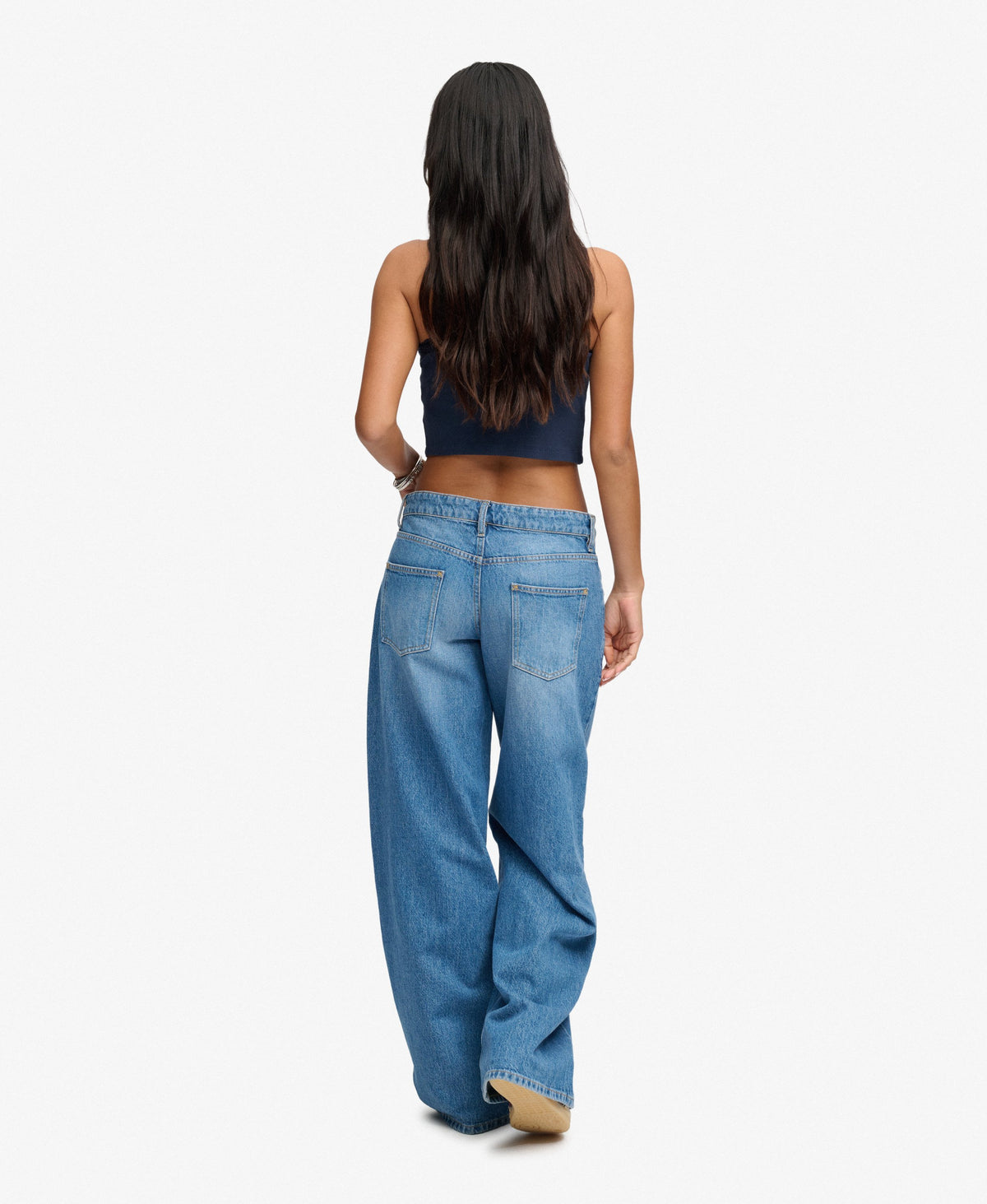 Mid Rise Baggy Jeans - Mid Blue Vintage Wash
