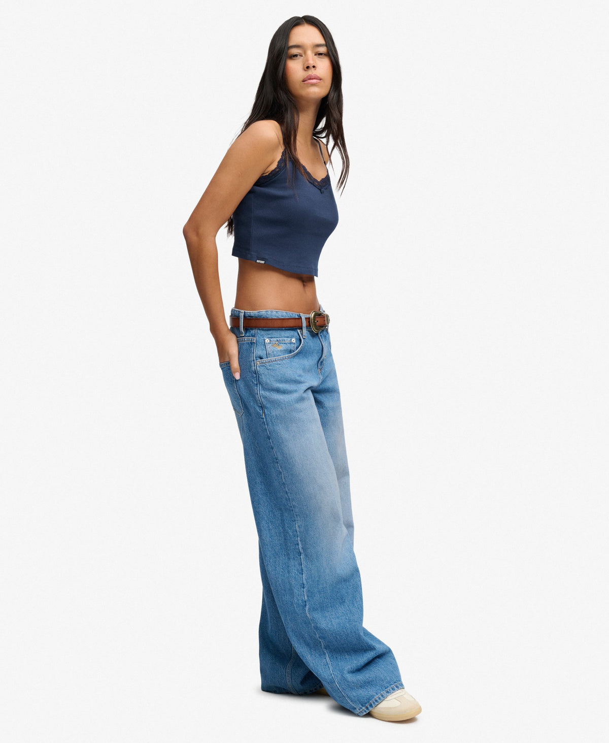Mid Rise Baggy Jeans - Mid Blue Vintage Wash