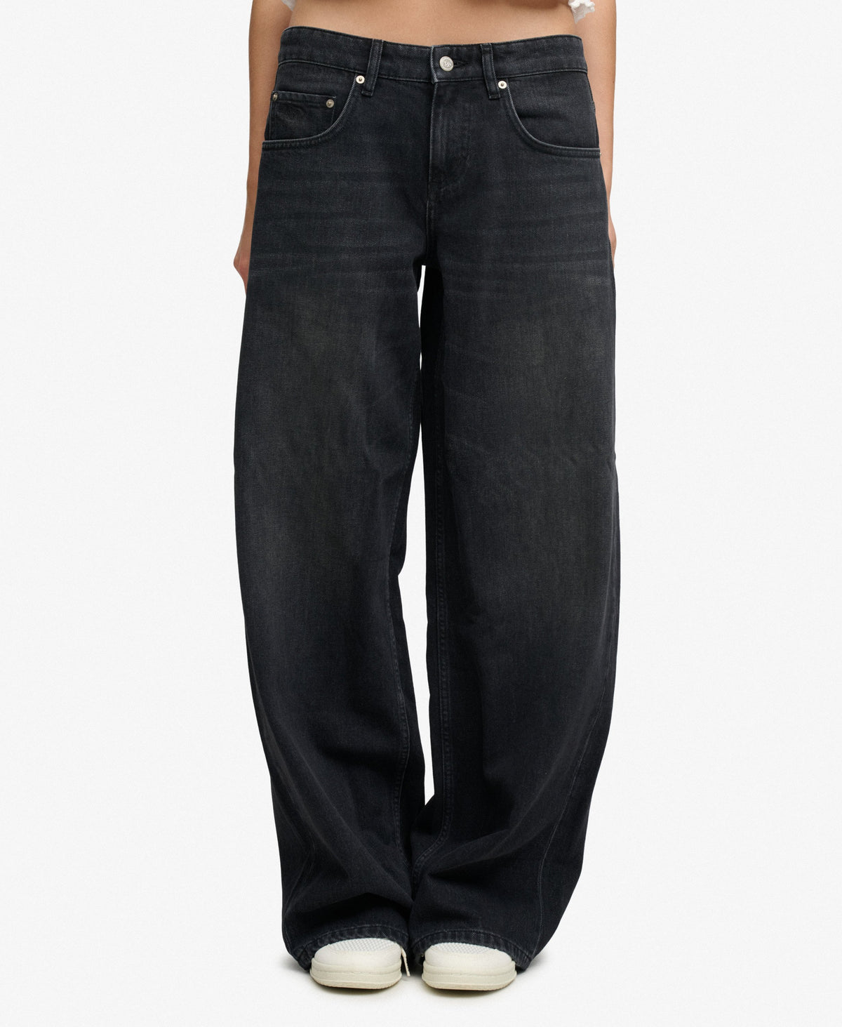 Mid Rise Baggy Jeans - Vintage Washed Black