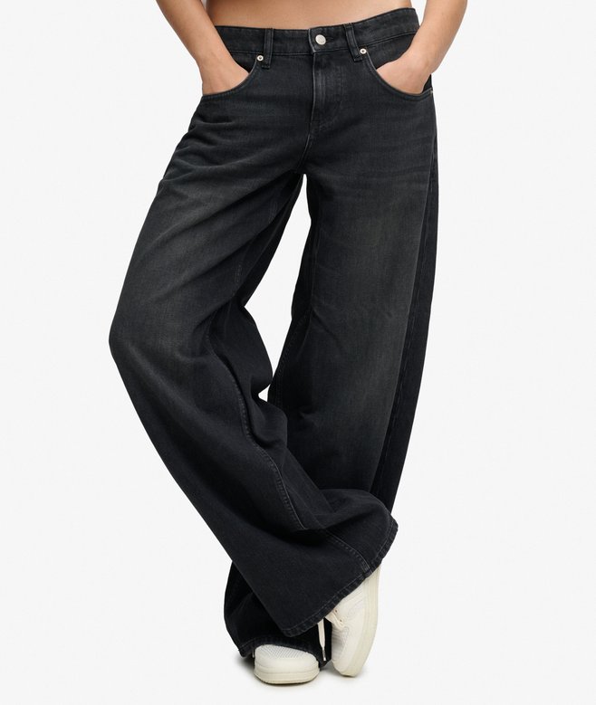 Mid Rise Baggy Jeans - Vintage Washed Black
