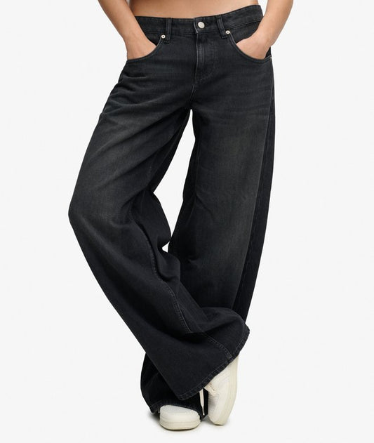 Mid Rise Baggy Jeans - Vintage Washed Black