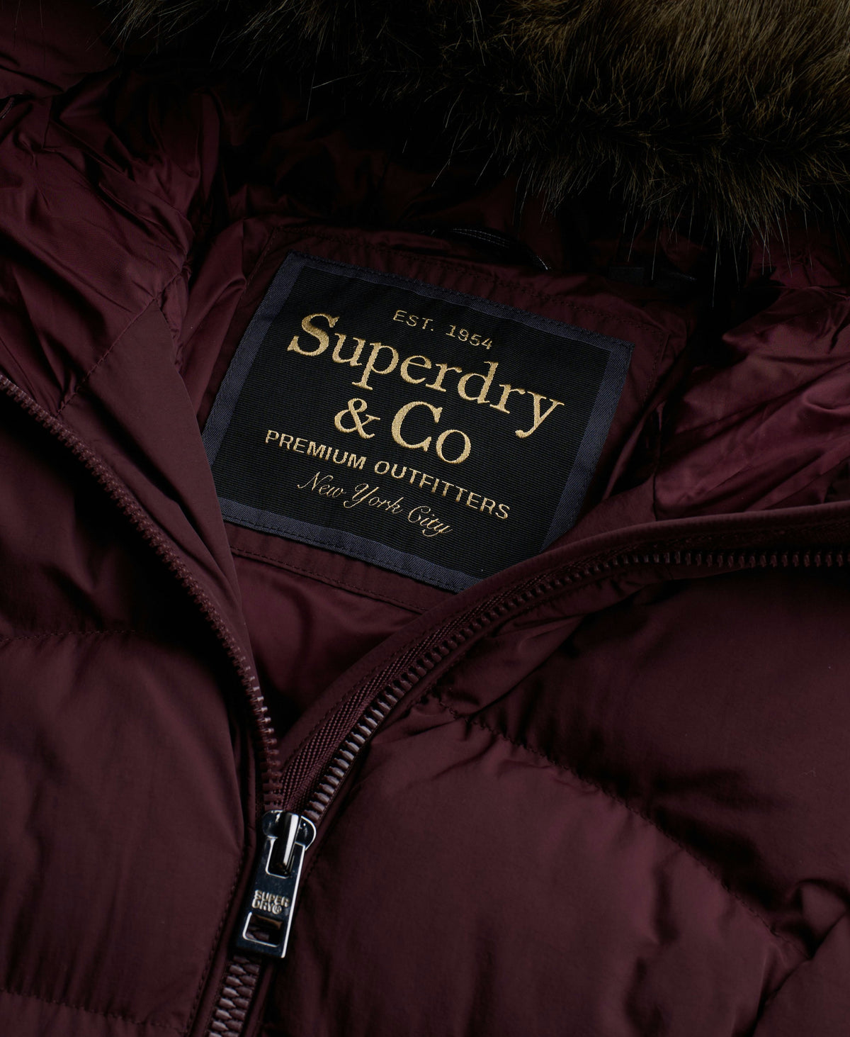 Hooded Faux Fur Fuji Mid Length Coat (Dark Oxblood)