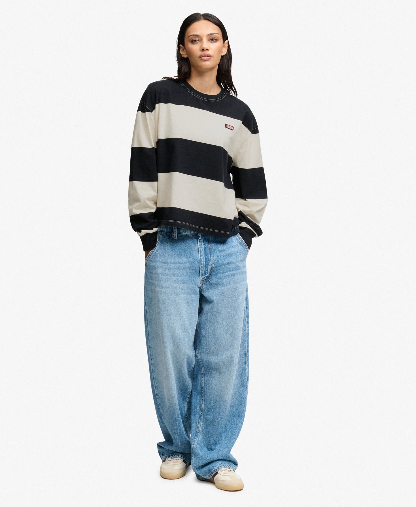 Athletic Essentials Stripe Slouchy Crew