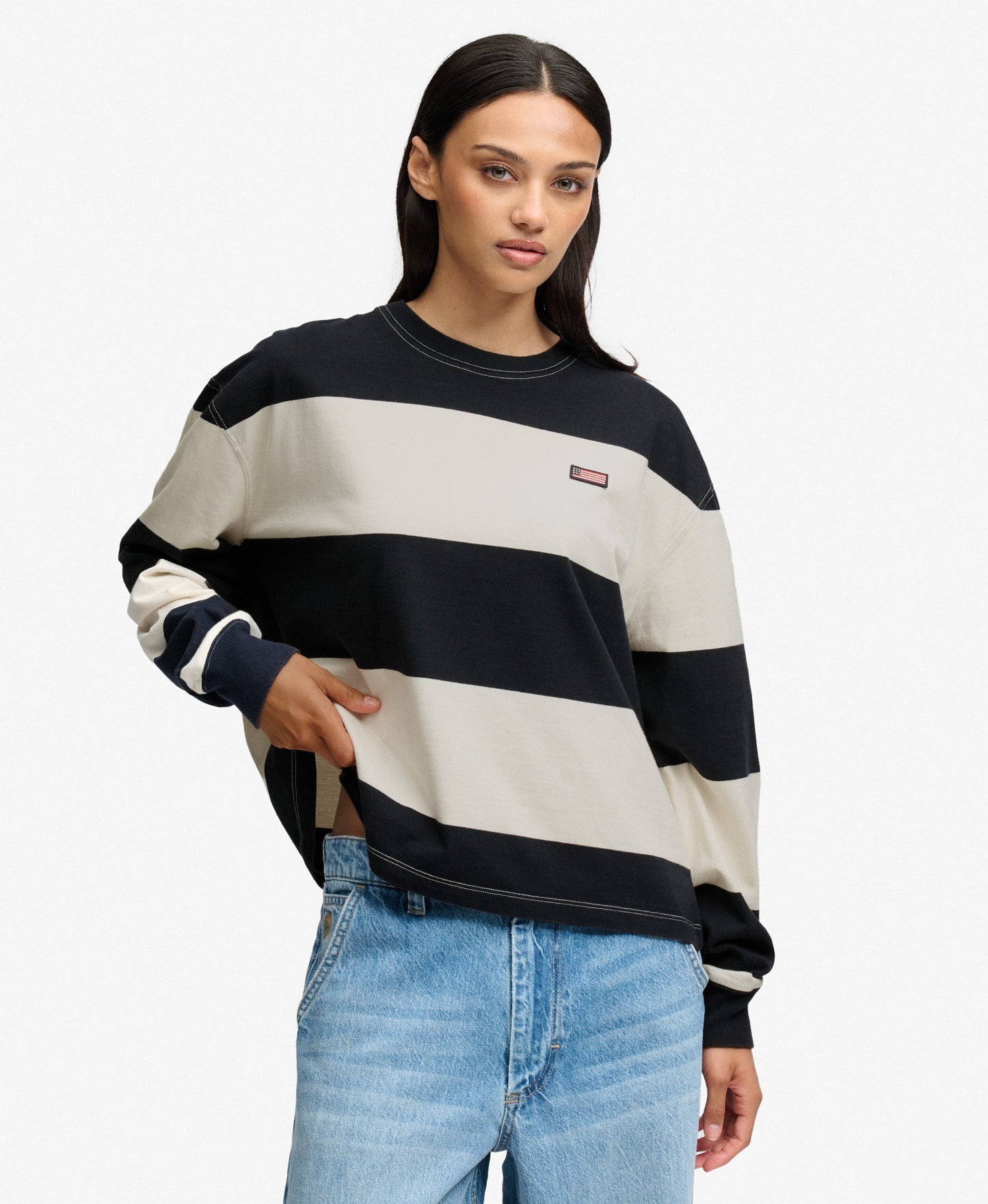 Athletic Essentials Stripe Slouchy Crew