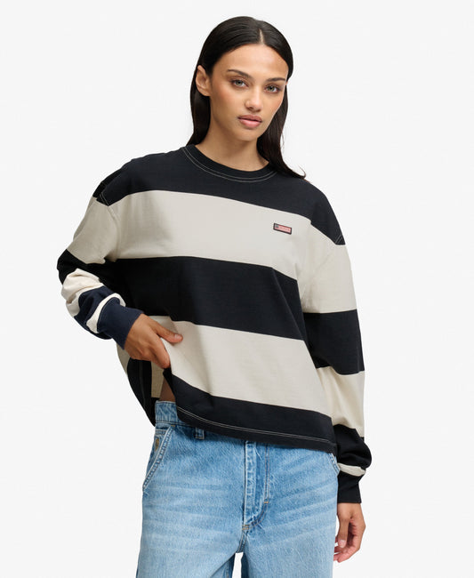 Athletic Essentials Stripe Slouchy Crew