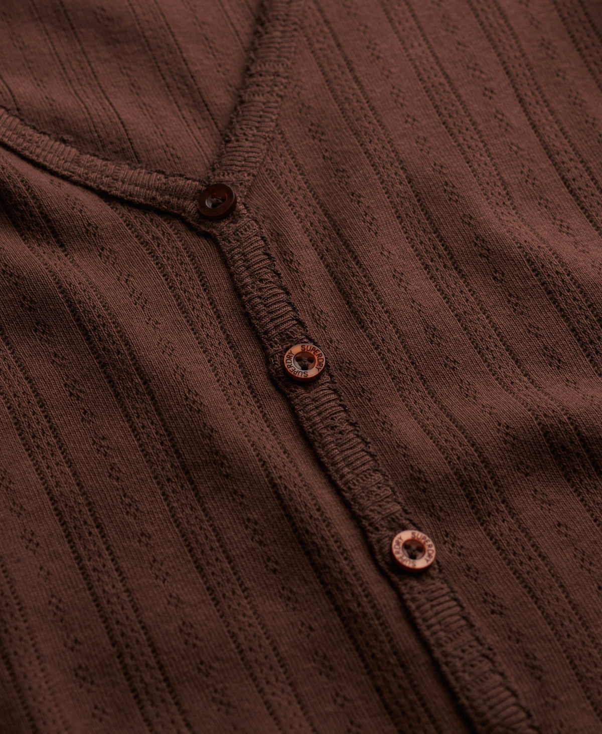 Athletic Essential Pointelle Cardigan (Chestnut Brown)