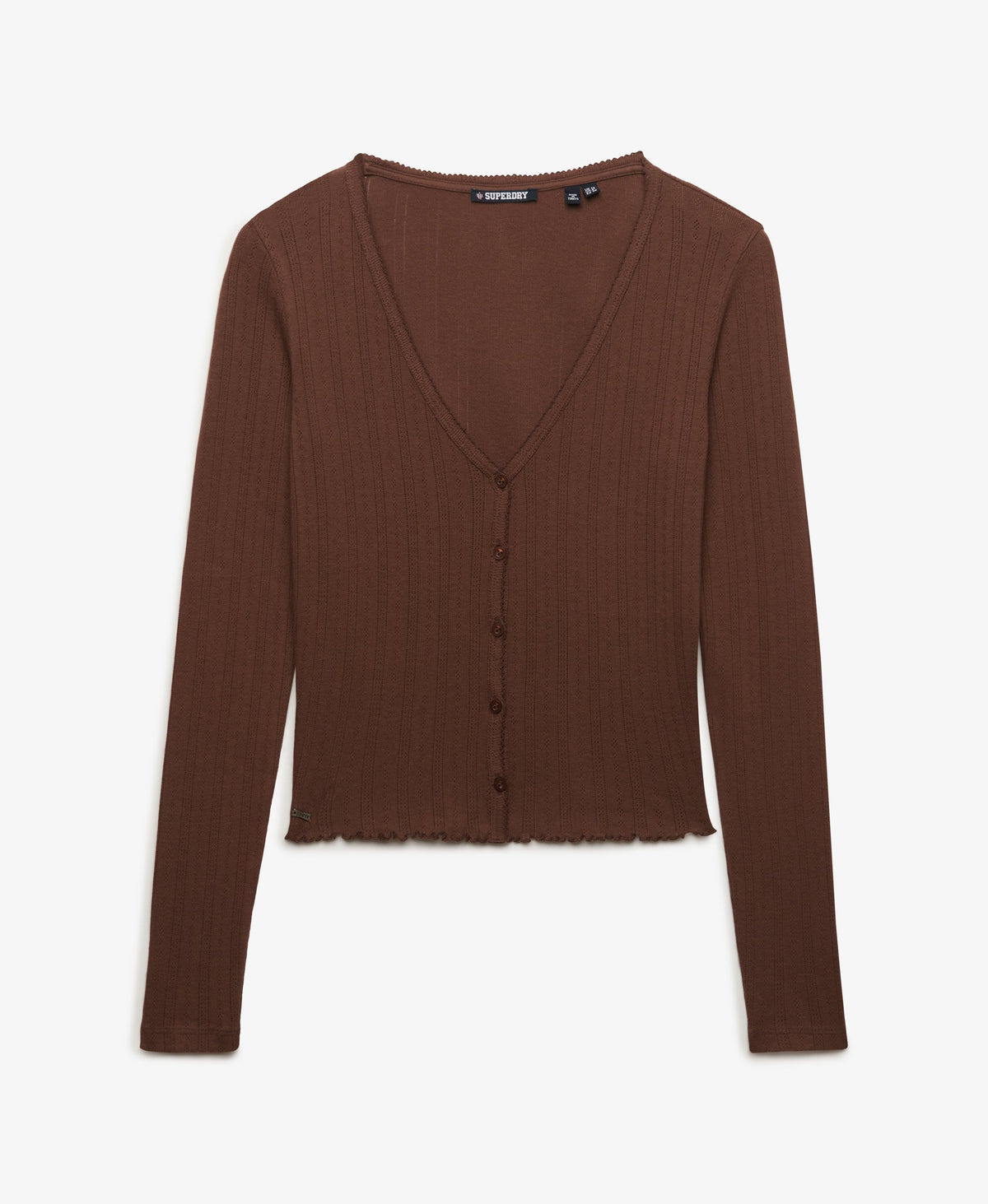 Athletic Essential Pointelle Cardigan (Chestnut Brown)