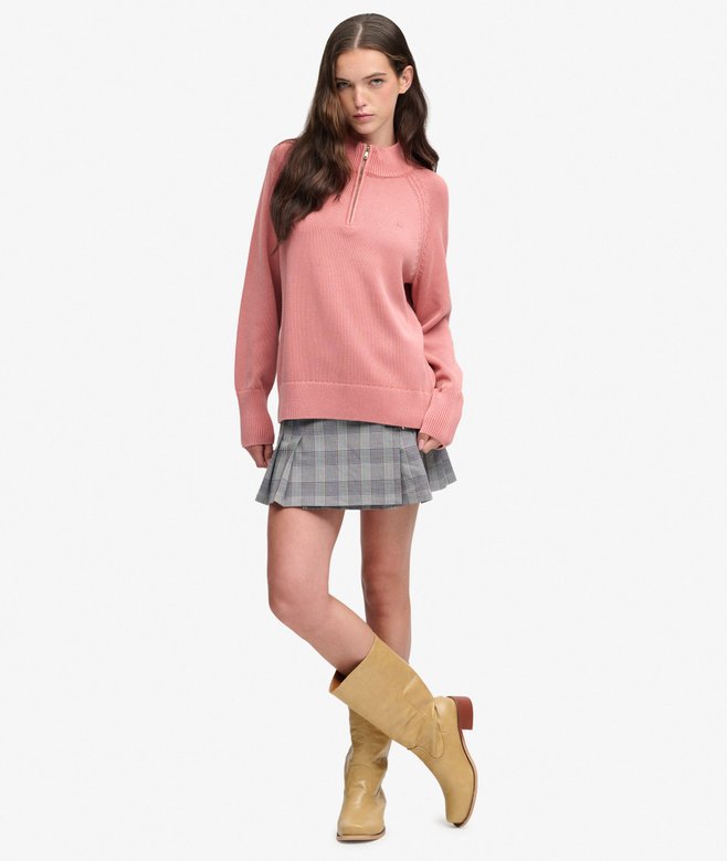 Washed Classic Half Zip Knit