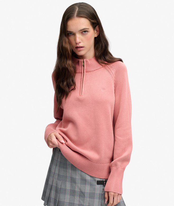 Washed Classic Half Zip Knit