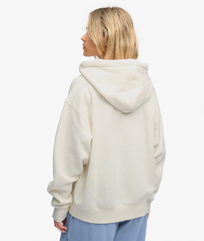 Luxe Faux Fur Lined Zip Hoodie - Desert Bone Off White