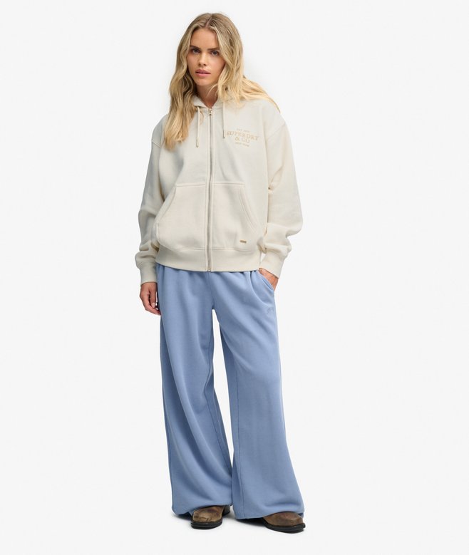 Luxe Faux Fur Lined Zip Hoodie - Desert Bone Off White