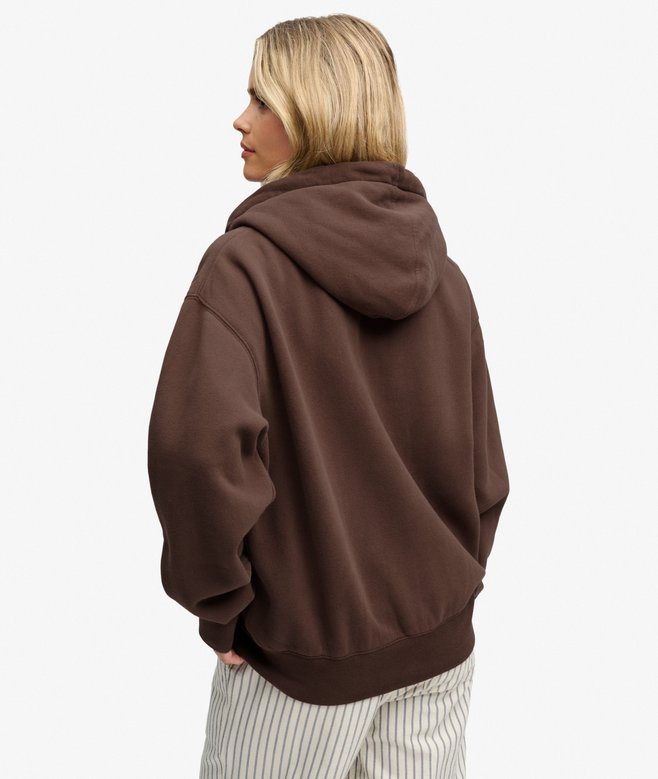 Luxe Faux Fur Lined Zip Hoodie - Chestnut Brown