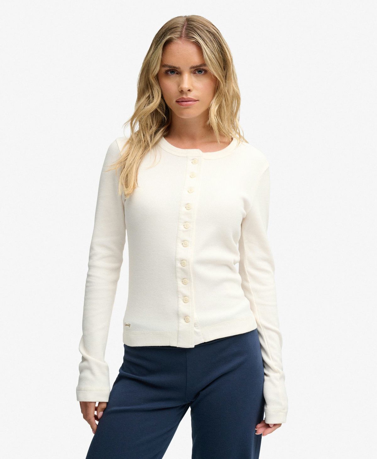 Waffle Button Through Cardigan