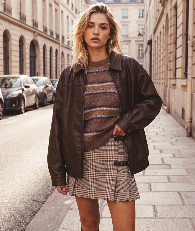 Collared Oversized Bomber Jacket