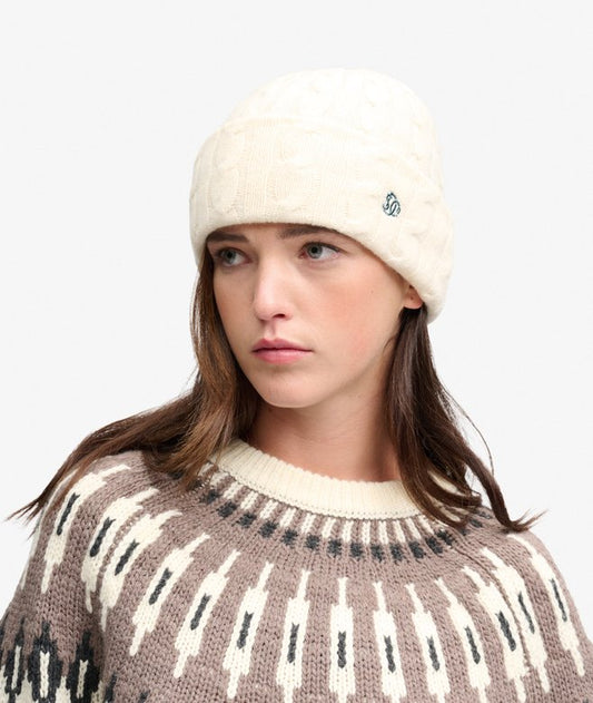 Premium Cable Knit Beanie Hat (Natural Cream)