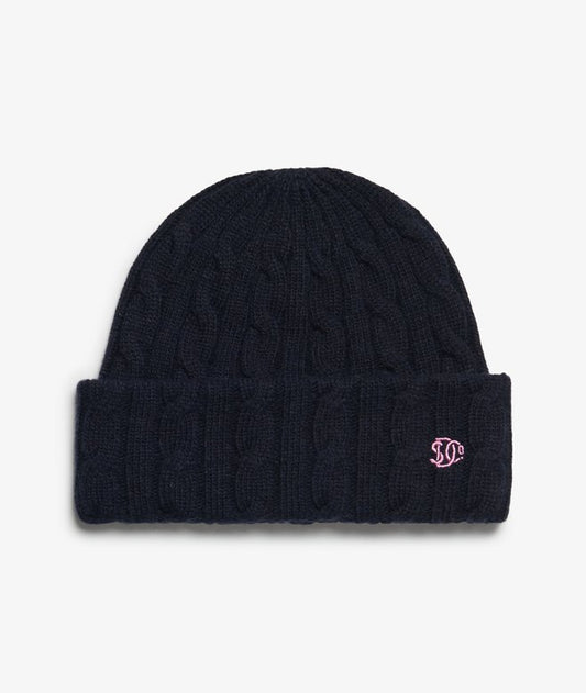Premium Cable Knit Beanie Hat (Eclipse Navy)