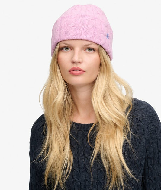 Premium Cable Knit Beanie Hat (Lilac Blush Pink)